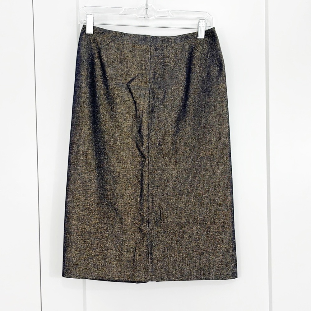 Jill Stuart Size 4 Blue and Gold Sparkle Denim Midi Skirt